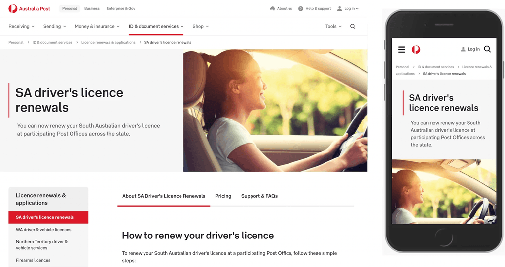 Australia post breadcrumbs UX