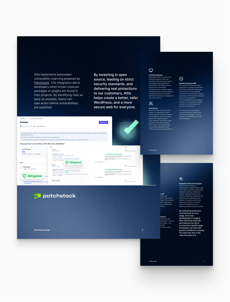Preview of interior pages from Altis' enterprise security guide, Security by Design.